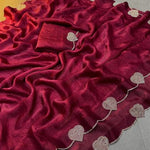 Space Silk With Hart Loving Daimond Cut Work Saree