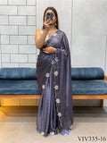 Space Silk With Hart Loving Daimond Cut Work Saree