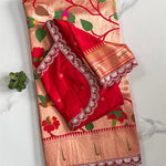 Red Color Banarasi Pattu Paithani Pallu Saree
