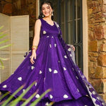 Purple Color Fendy Silk With Embroidery Work Gown