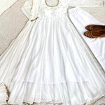 Faux Georgette Hand Mirror Embroidery Work Gown