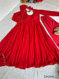 Faux Georgette Hand Mirror Embroidery Work Gown