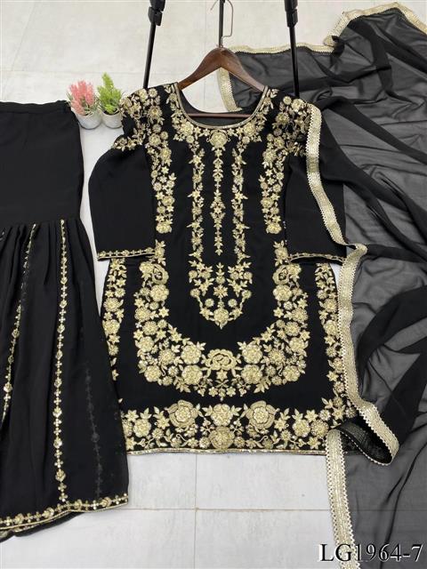 Georgette Fabric With Sequience Embroidery Work Top Sharara