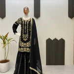 Georgette Fabric With Sequience Embroidery Work Top Sharara
