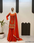 Georgette Fabric With Sequience Embroidery Work Top Sharara