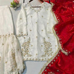 White Color Fendy With Sequins Embroidery Work Top Sharara