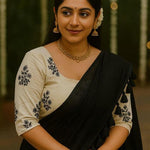 Space Silk With Silky Latkan Khadi Work Saree
