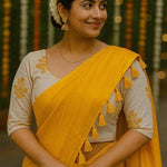 Space Silk With Silky Latkan Khadi Work Saree