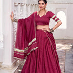 Pure Chanderi Weaving Work Embossed Design Lehenga