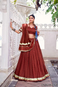 Pure Chanderi Weaving Work Embossed Design Lehenga