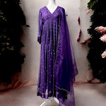 Purple Color Chanderi Silk With Sequience Work Gown
