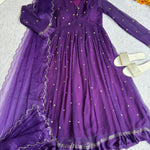Purple Color Chanderi Silk With Sequience Work Gown