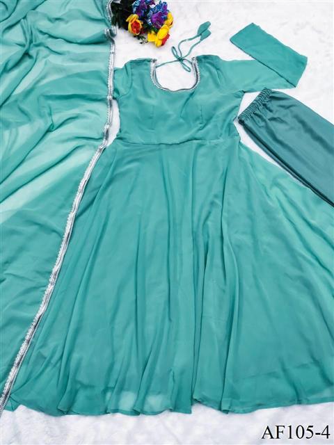 Sky Blue Color Heavy Faux Georgette Embroidery Work Anarkali