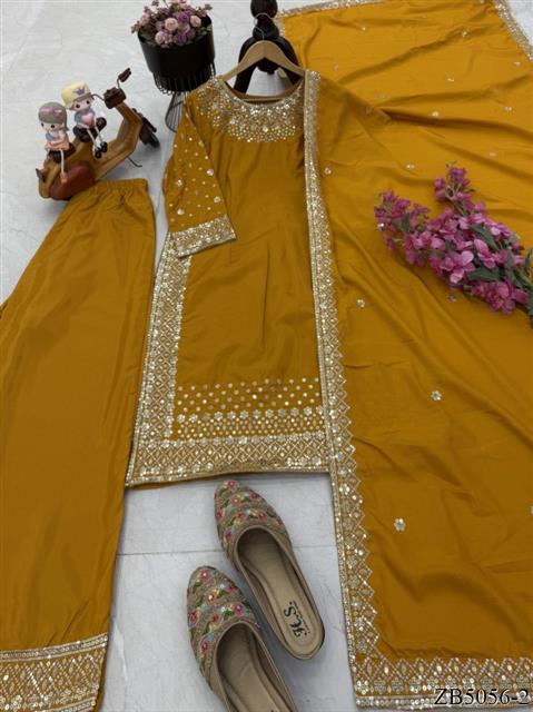 Natural Crepe Fabric With Embroidery Sequins Work Top Sharara