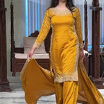 Natural Crepe Fabric With Embroidery Sequins Work Top Sharara