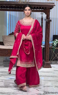 Natural Crepe Fabric With Embroidery Sequins Work Top Sharara