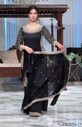 Natural Crepe Fabric With Embroidery Sequins Work Top Sharara