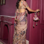 Pich Color Premium Georgette Embellished Work Saree