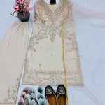 Cream Color Natural Silk With Embroidery Work Top Plazzo