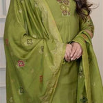 Mahendi Color Premium Roamn Silk Embroidery Work Top Pent