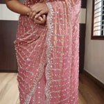 Space Silk With Original Beeds Work Saree