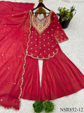 Heavy Shimar Silk Top Palazzo Set with Embroidery & Sequin Work