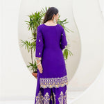 Chinon Fabric with Embroidery Sequience Coding Work Top Sharara