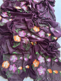 Beautifull Faux Georgette Hand Print Work Saree