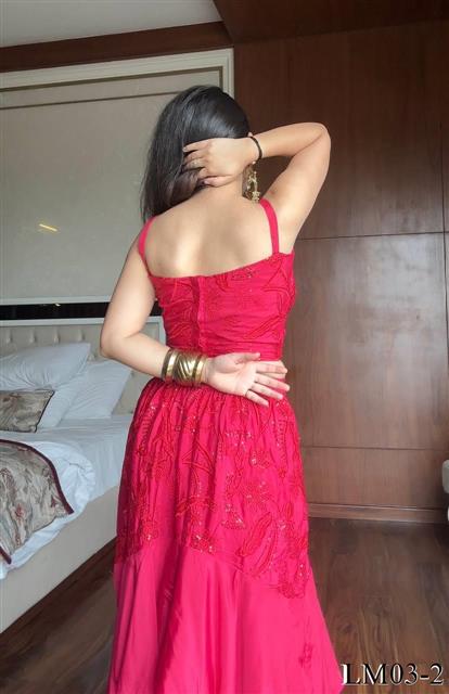 Red Color French Creap emroidery Work Blouse Skirt
