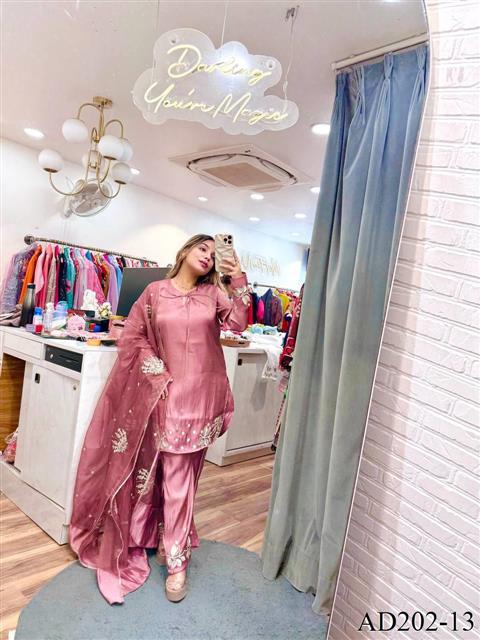 Pure Natural Crape Silk Embroidery Work Top Plazzo