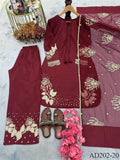 Pure Natural Crape Silk Embroidery Work Top Plazzo