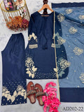 Pure Natural Crape Silk Embroidery Work Top Plazzo