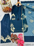 Pure Natural Crape Silk Embroidery Work Top Plazzo