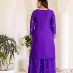 Chinon Silk Embroidery Sequience Work Top Sharara