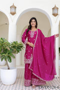 Chinon Silk Embroidery Sequience Work Top Sharara