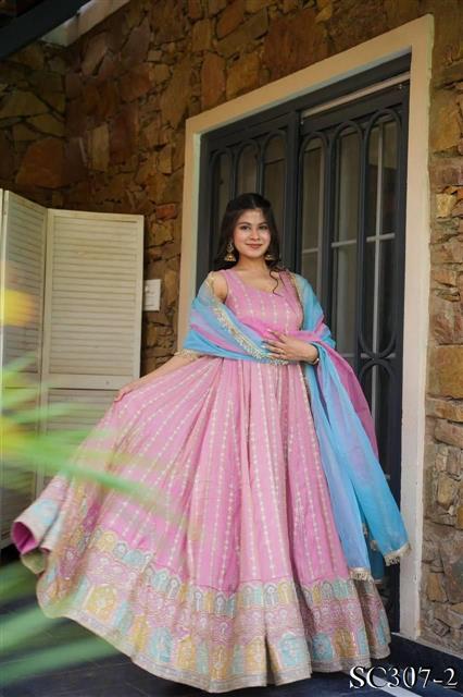 Pure Jimmy Organza Silk Digital Printed Work Gown