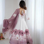 White Color Organza Silk Fancy Work gown