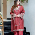 Beautifull German Chiffon Embroidery Work Top Pent