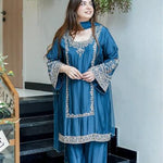 Beautifull German Chiffon Embroidery Work Top Pent