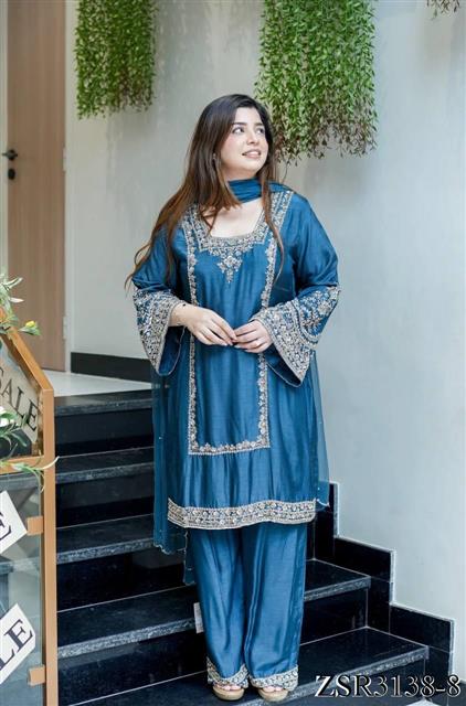 Beautifull German Chiffon Embroidery Work Top Pent