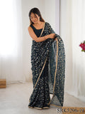 Crunchy Silk Embroidery Work With Lace Border Saree