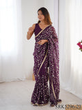 Crunchy Silk Embroidery Work With Lace Border Saree