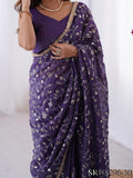 Crunchy Silk Embroidery Work With Lace Border Saree