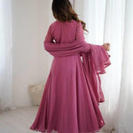 Pink Color Faux Georgette Hand Work Gown