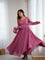 Pink Color Faux Georgette Hand Work Gown