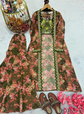 Red Color Satin Silk With Embroidery Work Koti Plazzo