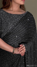Beautifull Georgette Sequience Embroidery Work Saree