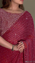 Beautifull Georgette Sequience Embroidery Work Saree