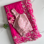 Rani Pink Color Premium Chanderi With Embroidery Work Saree