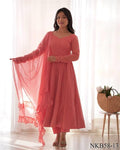 Green Color Fox Georgette Lukhnowi Sequence Work Anarkali